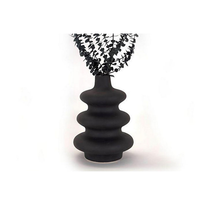 Cuello Ceramic Table Vase, Black, 19cm H x 19cm W x 28cm D