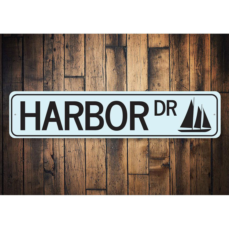 Plaque en aluminium Harbour Drive, H 6 po x l 24 po x P 0,063 po