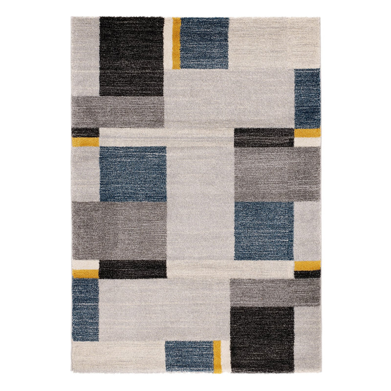 Backman Geometric Shag Area Rug, Rectangular 65 x 130cm