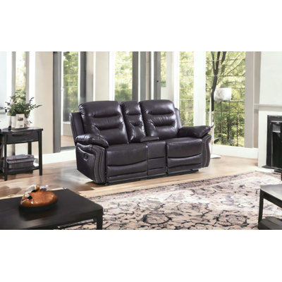Custinne 75" Faux Leather Manual Reclining Loveseat With Storage