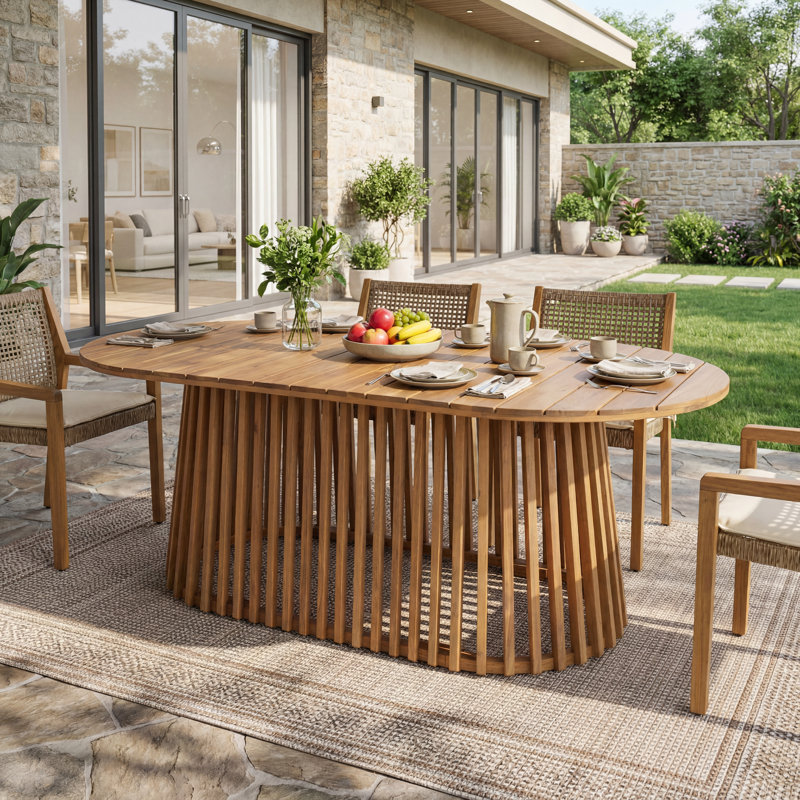 Table de salle à manger de style moderne Mid-Century en bois d'acacia Kelston