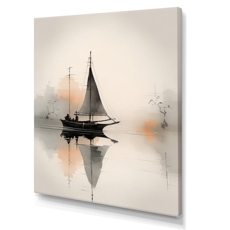 Broughtonville, voilier d'art asiatique, impression sur toile, H 32 po x l 16 po x P 1 po, Toile tendue