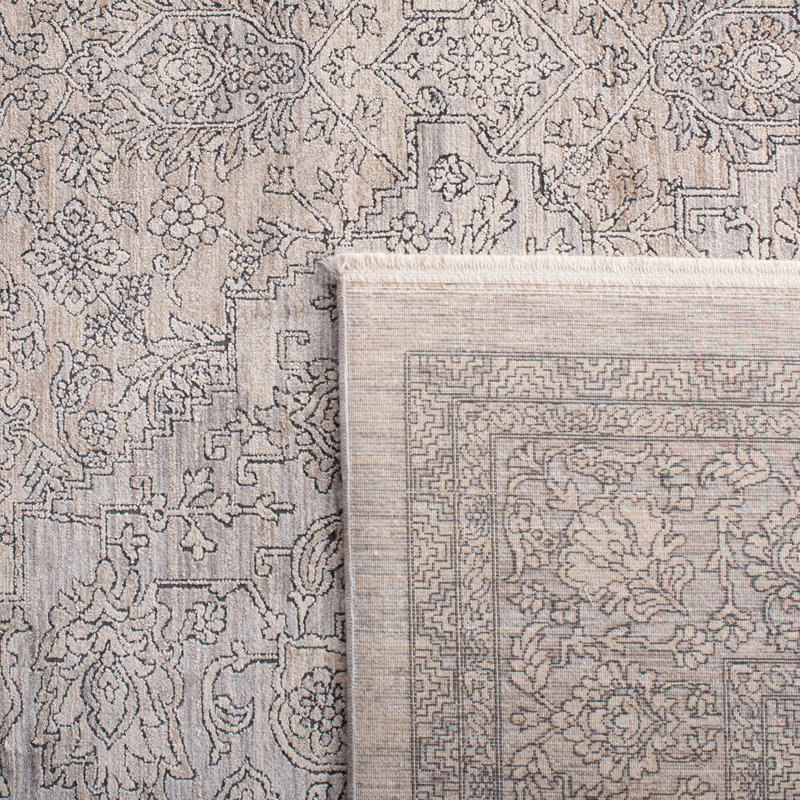 Tapis gris / ivoire 100% polyester tissé à la machine Lauren Ralph Lauren Heirloom, Rectangle 8 pi x 10 pi