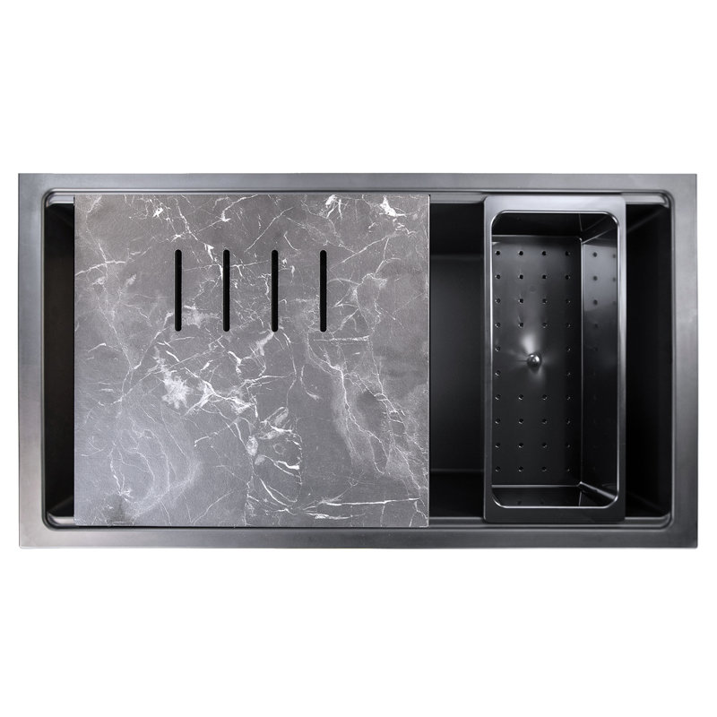 Plymouth 33.75'' L Single Basin Kitchen Sink, Matte Black