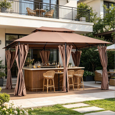 Pavillon de jardin spacieux avec rideaux