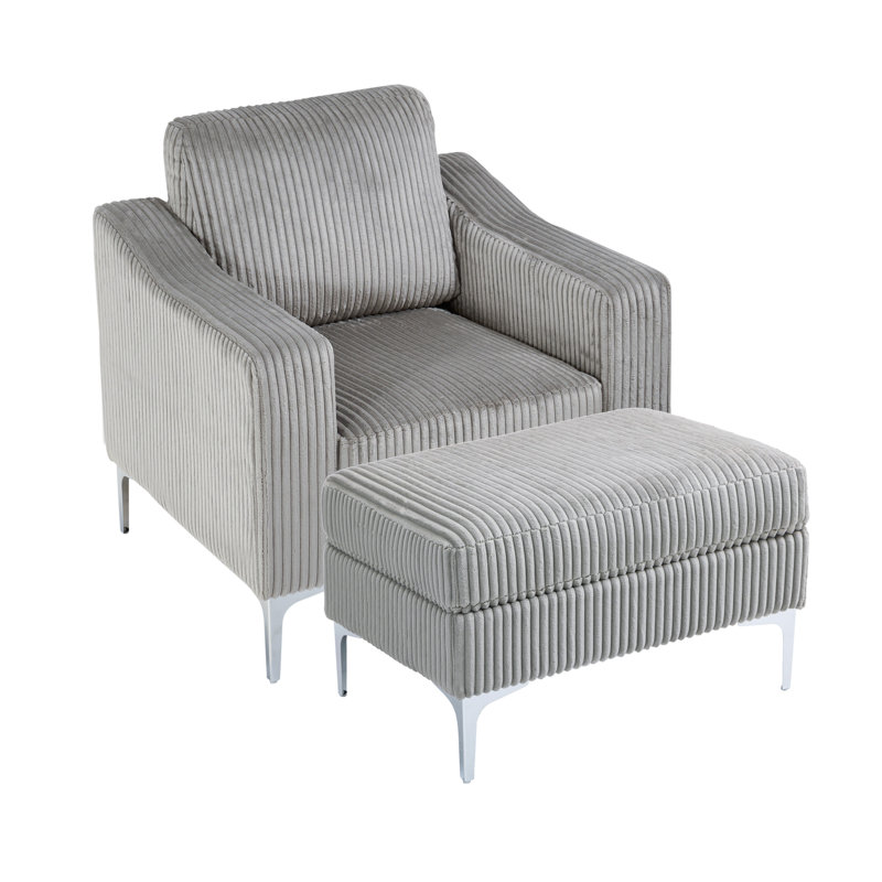 Canapé modulaire convertible en velours côtelé avec repose-pieds et canapé modulaire, Gris