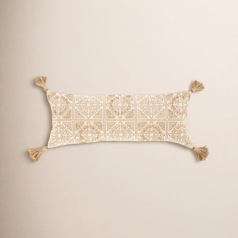 Chloe Block Print Cotton Reversible Throw Pillow, Down