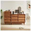 Commode double 6 tiroirs Vintage en MDF brun avec design biseauté