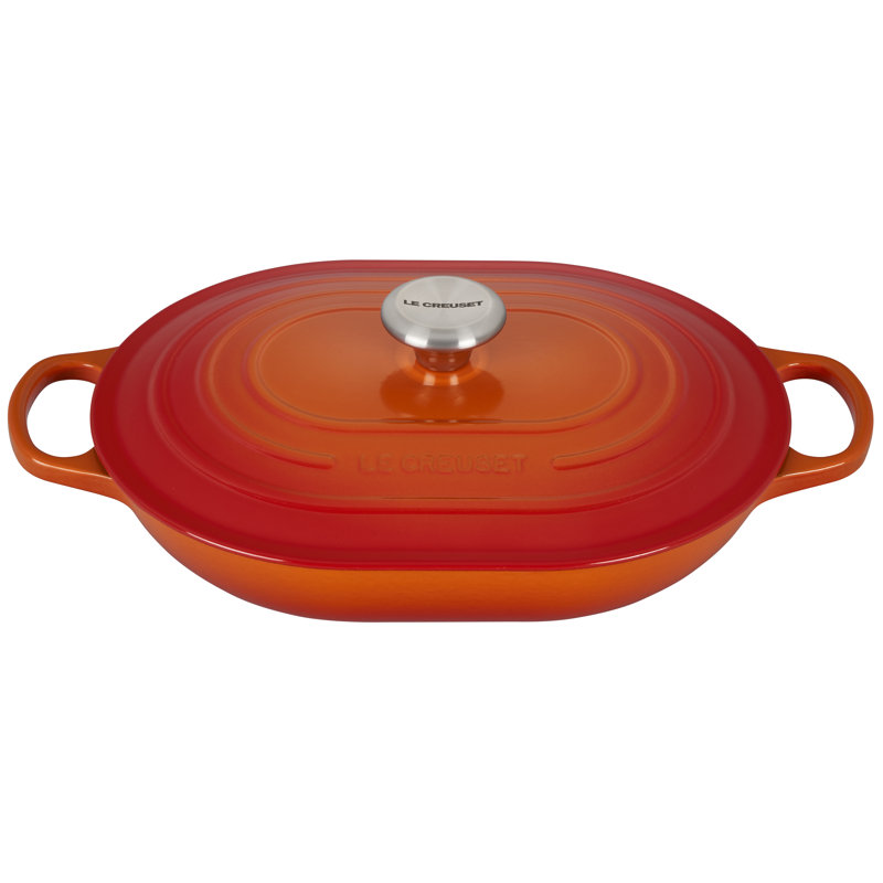Le Creuset Signature Enameled Cast Iron 3.75 Qt Oval Casserole with Lid, Flame