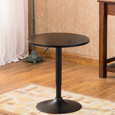 Table de jardin réglable à plateau rond noir, base en métal, hauteur de 26 à 36 po, plateau pour maison moderne d'extérieur, hauteur de 26 à 36 po