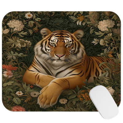 Animals William Morris Tiger I Cottage Gaming Cute Office Laptop Desk Pad Gift Mat Square Rectangle Non-Slip Mousepad
