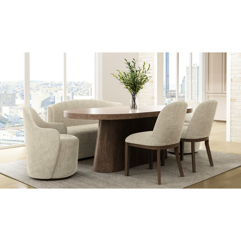 Fauteuil pivotant en tissu avec base rustique