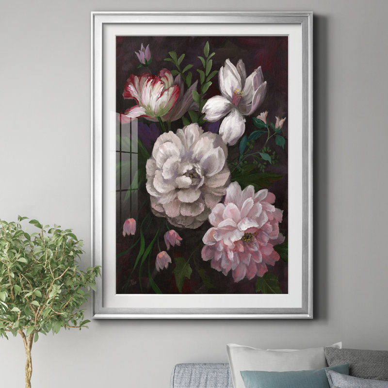Venezia Bouquet - reproduction de cadre photo sur papier, Papier avec cadre argenté, H 30,5 po x l 42,5 po x P 1,5 po
