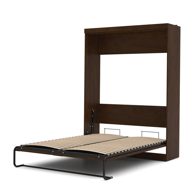 Lit escamotable mural peu encombrant Arlex pour chambre d'amis ou bureau personnel, Chocolat, Reine