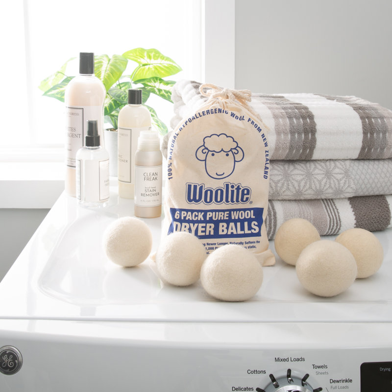 Eco-Friendly Wool Dryer Balls Set with Canvas Bag, 6 Pack