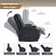 Fauteuil releveur électrique à positions infinies en similicuir gris foncé, supporte jusqu'à 159 kg, structure métallique robuste, massage par vibrations à 8 points, chauffage lombaire, port USB, porte-gobelets-17396532