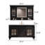 Meuble-lavabo sur pied 43,31 po en chêne massif noir avec armoire à miroir-1921413708
