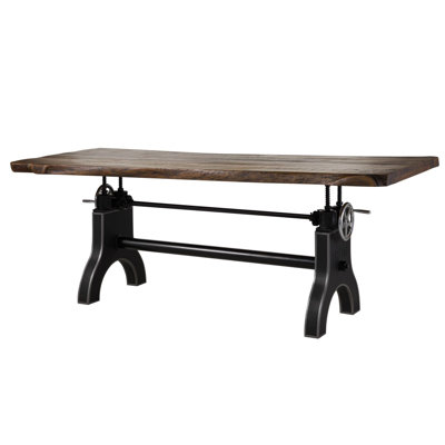 Solid Wood Top Metal Base Dining Table