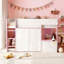 Lit mezzanine double avec maisonnette et rangement, lit en bois moderne pour enfants / adolescents-340584742