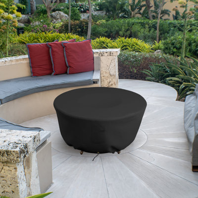 Heavy-Duty Outdoor Round Fire Pit Cover, Patio Durable & UV Resistant Waterproof Fire Table Cover -  Covers & All, COV210D275