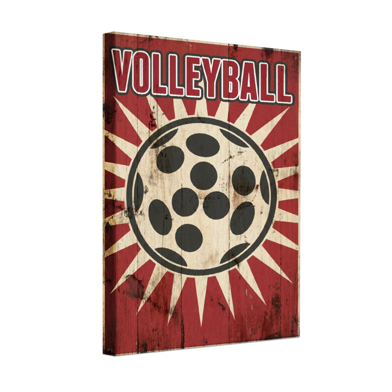 Bath & Laundry Volleyball Ball Sunburst, impression sur fond rouge, H 12 po x l 18 po