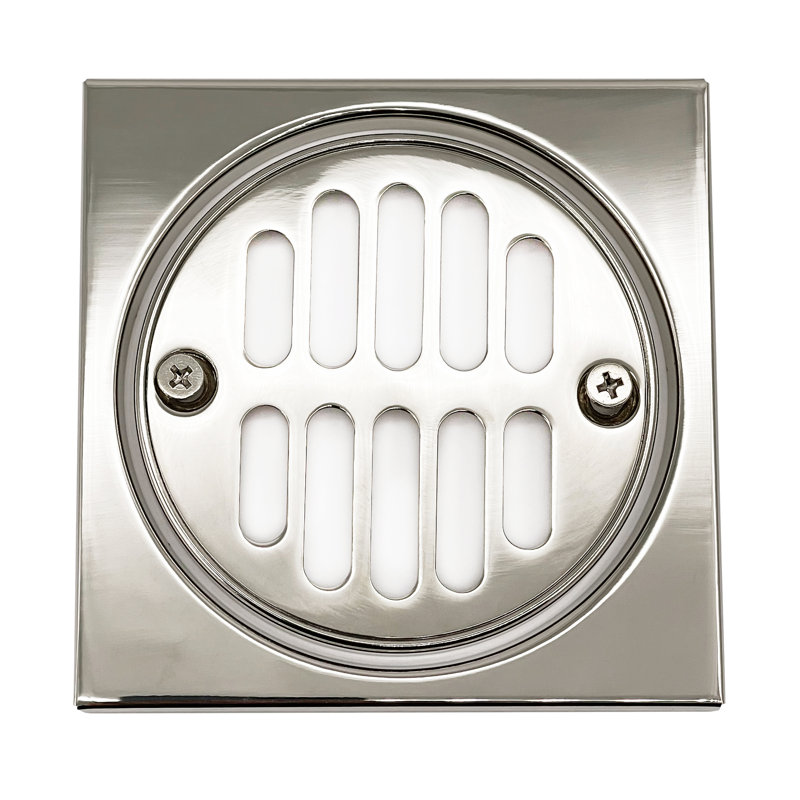 Carreau de douche en laiton 4-1 / 4 "avec couvercle de bonde rond 3-1 / 2" DO, Nickel poli