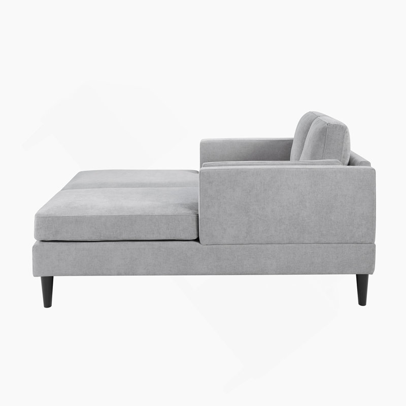 Modern Chaise Lounge Sofa Bed 53.5" Upholstered Sofa Couch Free-Combined Sofa Chaise With Dual-Layer Armrests For Living Room, Black