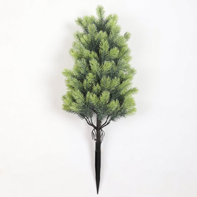 21" Spring Artificial Plant Trees Small Pathway Fake Tree With Stakes Lifelike Faux  Pines Outdoor Ground Spike Cedar Tree Front Porch Garden Decoration, Cyan