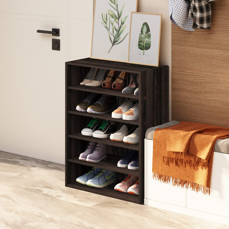 5 Tier 15 Pair Shoe Rack, Brun rustique