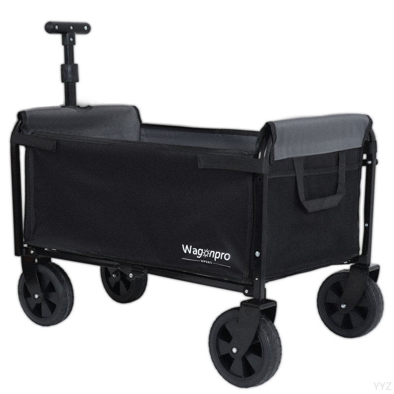 Chariot de camping pliable tout-en-un convertible: siège de banc, compartiment de rangement et attache pour chien incluse