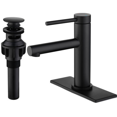 Deck Mounted Single Hole Bathroom Sink Faucet With Pop-Up Drain