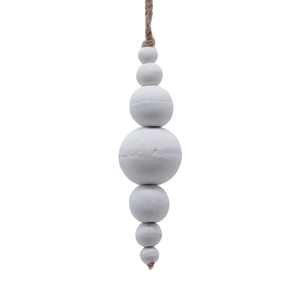 5'' Solid Wood Ball Ornament, White