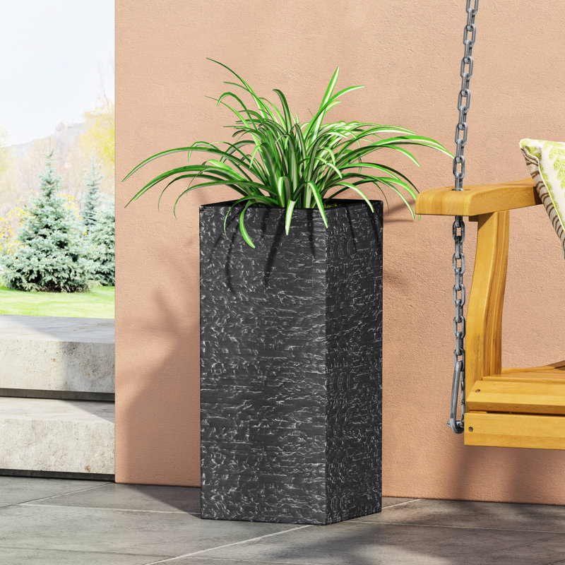 Jardinière d'extérieur grise en oxyde de magnésium - 27,7 cm x 63,3 cm, 7,6 kg