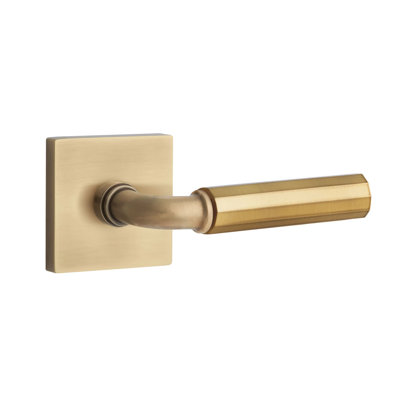Mortaise intérieure Emtek Select avec rosette carrée et tige R-Bar, levier à facettes