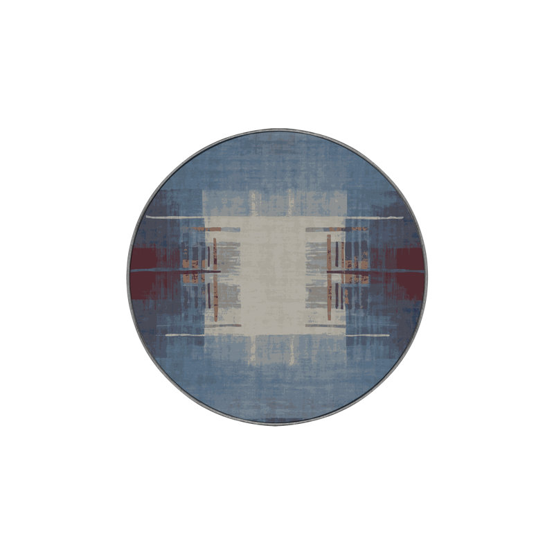 Machine Washable Gray Area Rug, Round 5'