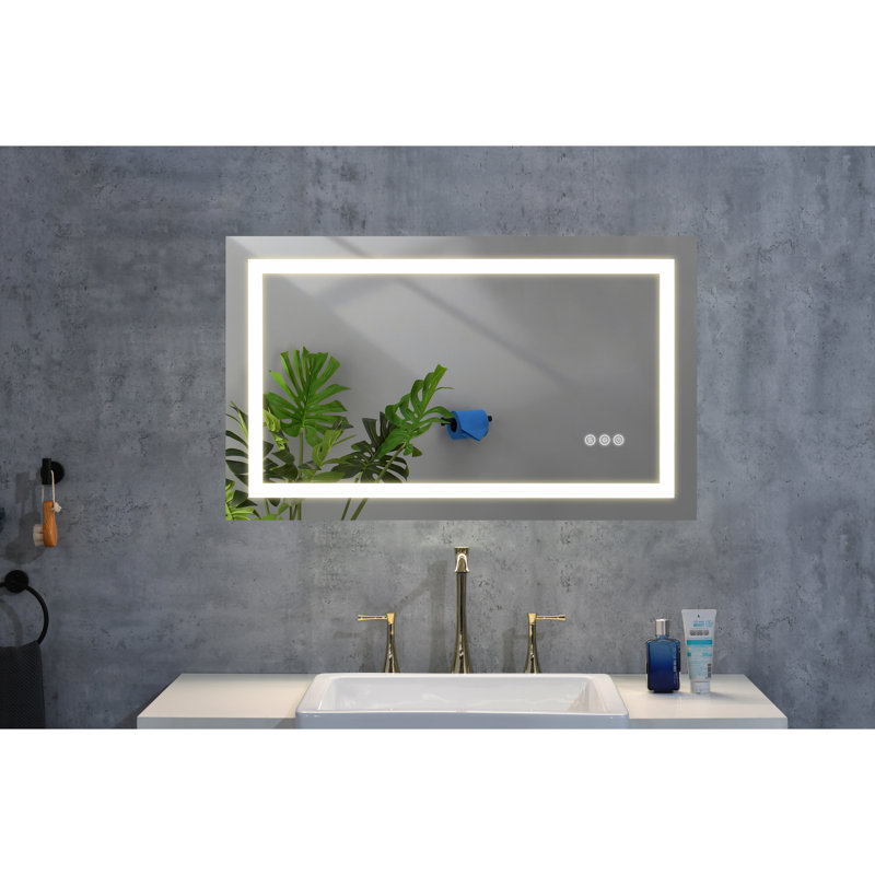 Bathroom Led Fog Mirror 40"x24" - Dimmable, 3 Colours, Memory, Wall Mounted Vanity Fog, Colour Settings, Memory Function