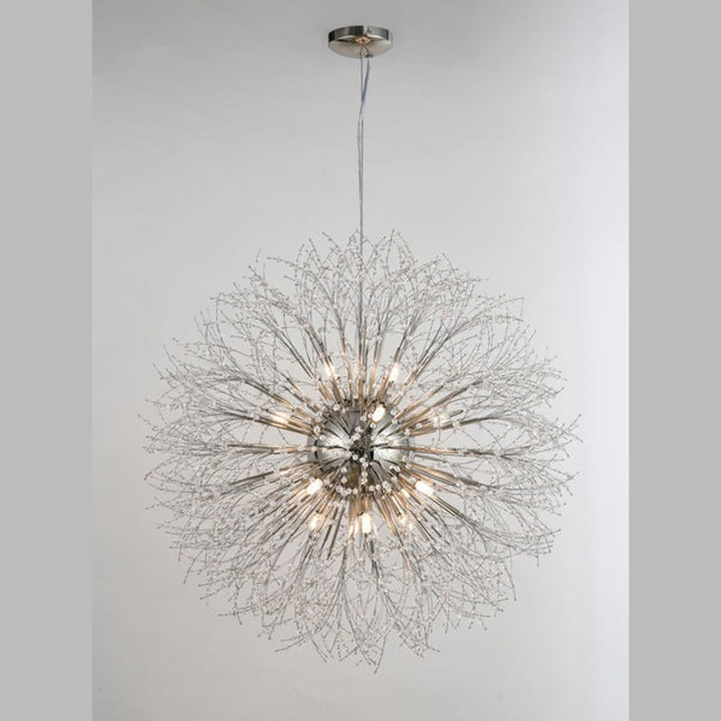 Lustre rond / ovale à intensité variable Danelle, H 32 po x l 32 po x P 32 po, Nickel