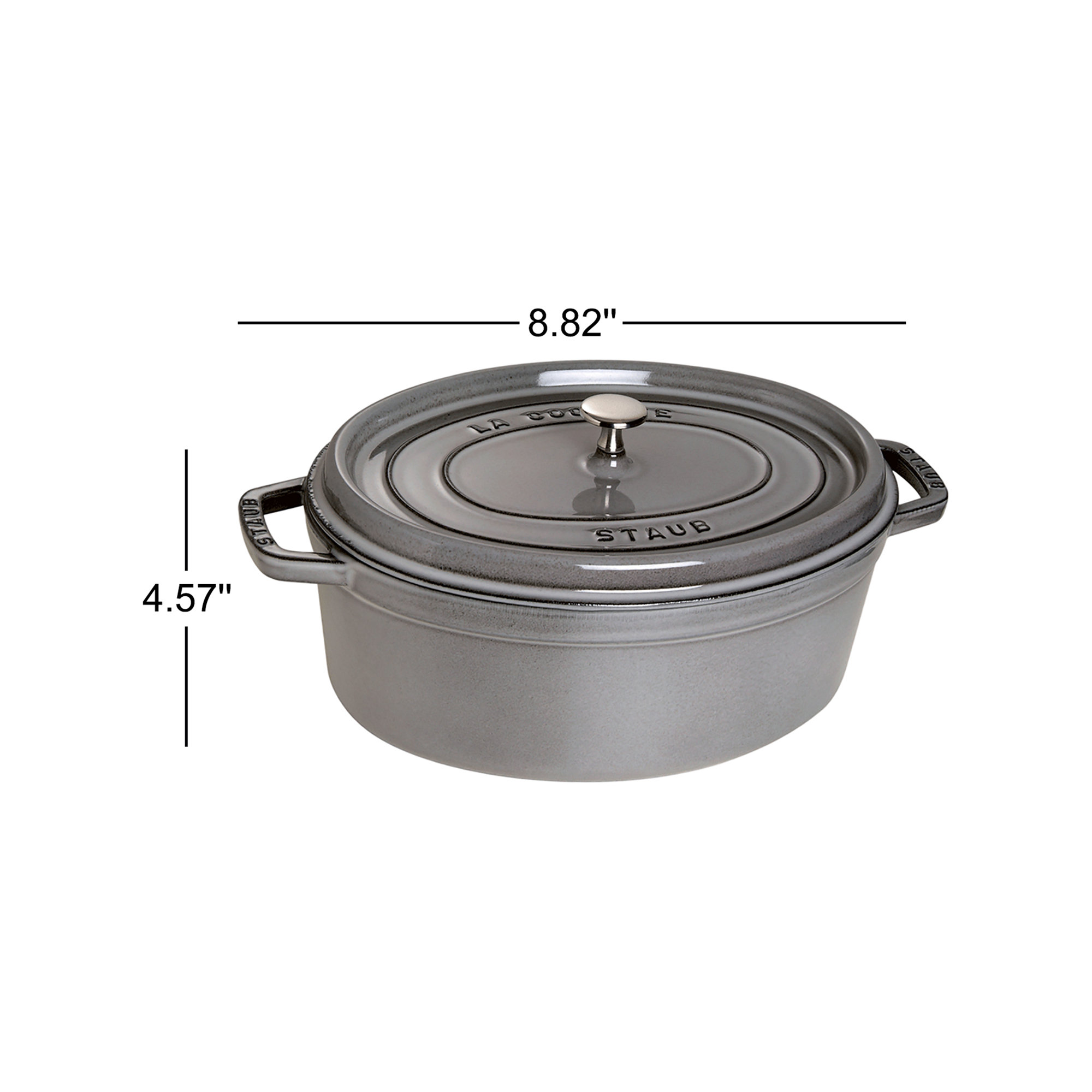 Staub Cast Iron Oval Cocotte, 1.06 Quart, Graphite Gray