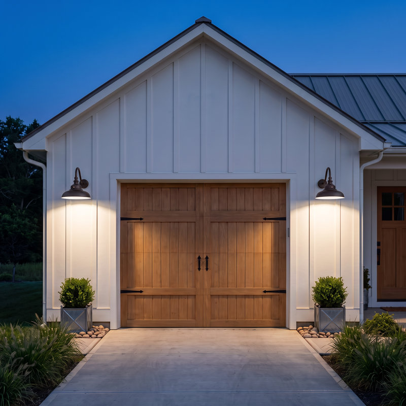  14" Dimmable LED Gooseneck Barn Light with Dusk-to-Dawn Sensor, Adjustable Wattage & Color Temperature, Brown, Brown