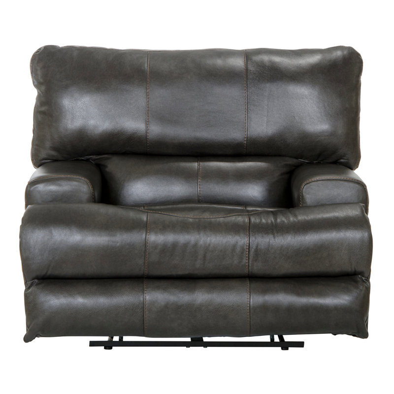 Anjuman 50" Wide Genuine Leather Power Standard Recliner, Steel Genuine Leather, No, Manual