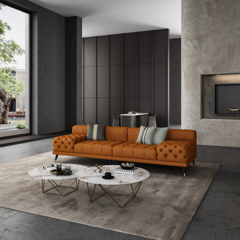 Sofa, Cognac Genuine Leather