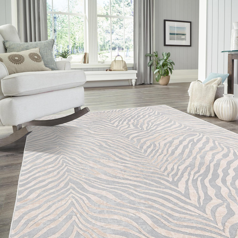 Tapis gris / ivoire Animal Inspirations Courtneyann, Rectangle 7 pi x 10 pi
