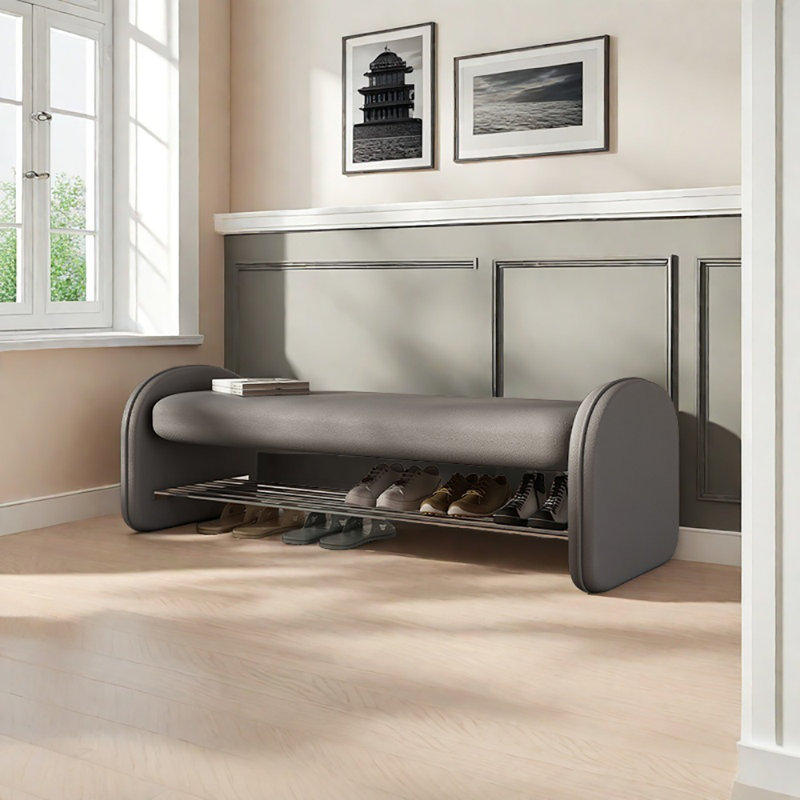 Banc de rangement pour chaussures 47,2 po, Gris