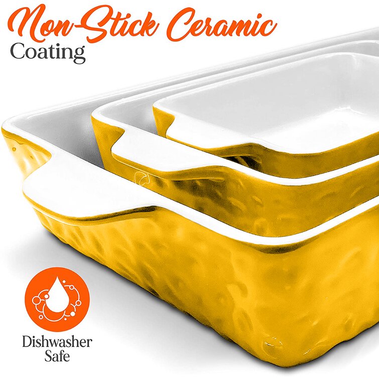 NutriChef Ceramic 3 Piece Nonstick Kitchen Bakeware Set w