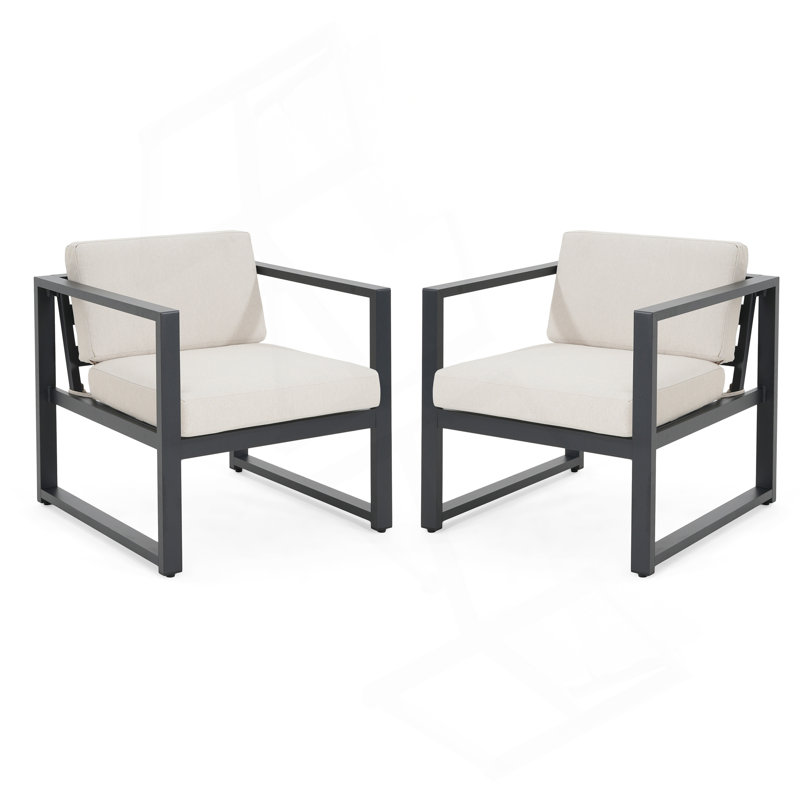 Ensemble de 2 chaises d'extérieur Navan, Beige, Noir