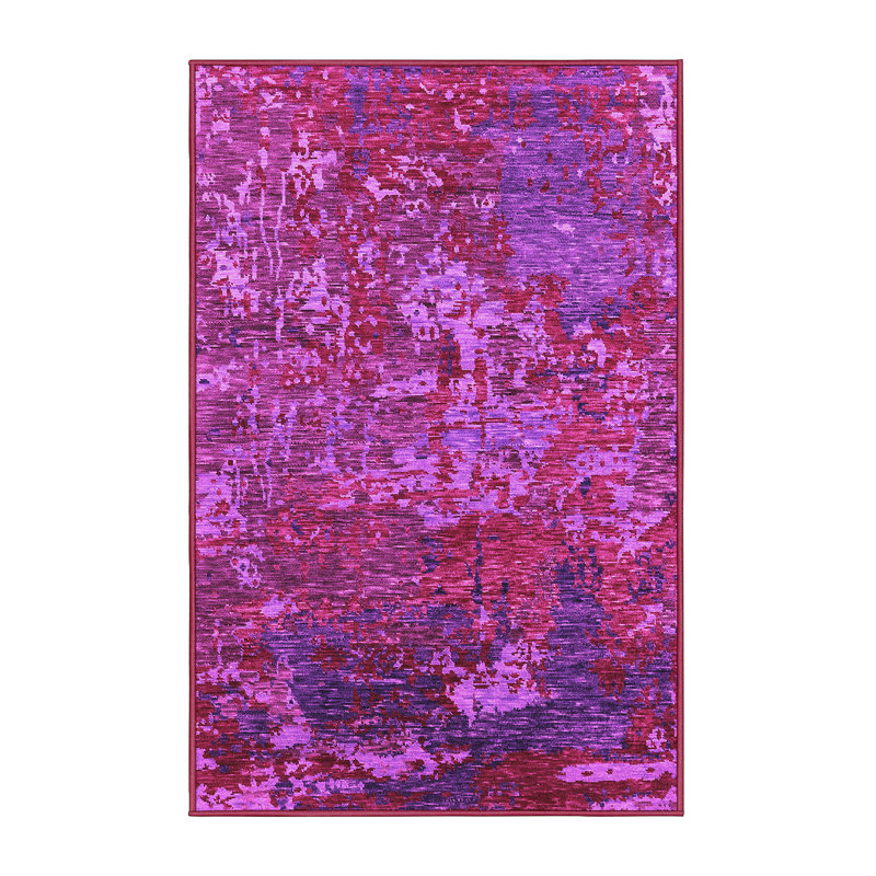 Tapis damassé rose / mauve fabriqué à la machine, Rectangle 2 pi x 3 pi