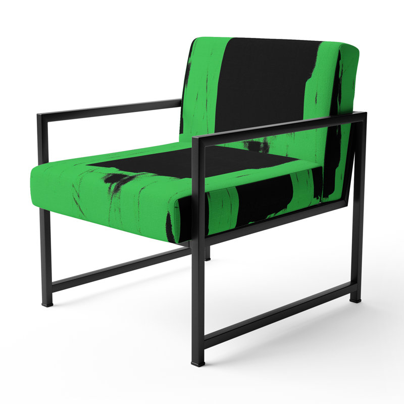 Fauteuil d'appoint rembourré vert et noir Walt Crossing Paths II, Noir, noir, noir, noir