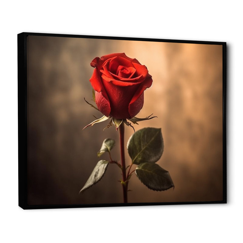 Décoration murale rétro «Rose Reverie», H 24 po x l 32 po x P 1 po, Cadre flottant noir