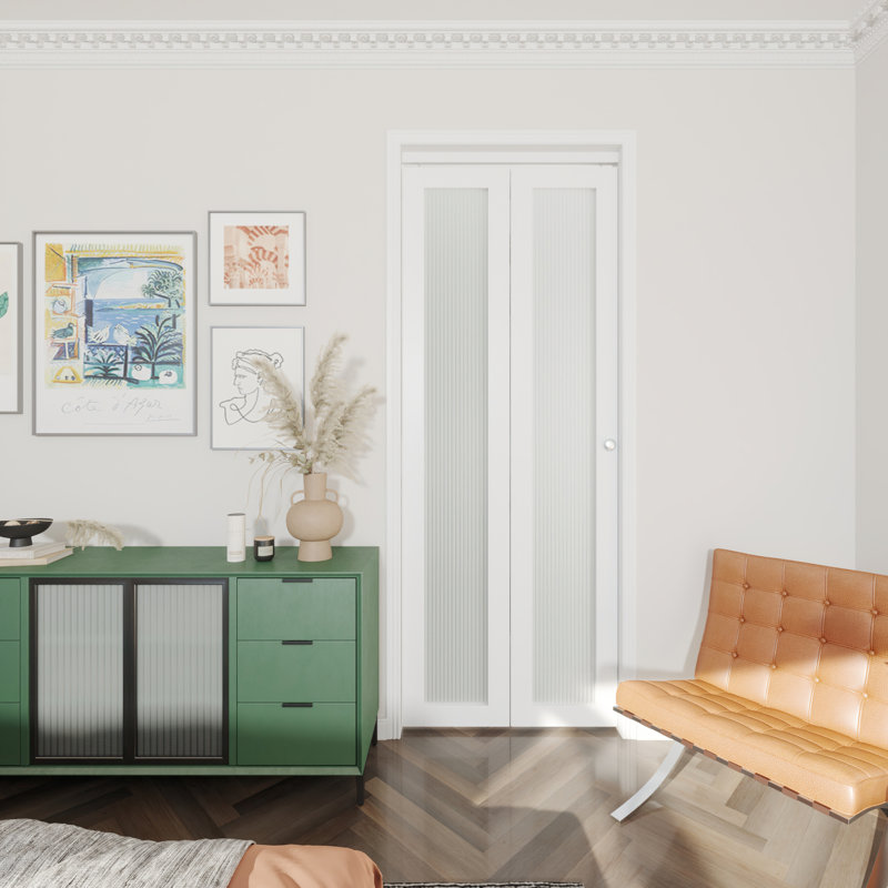 Closet Frame Glass Bi-Fold Doors with Installation Hardware Kit, 24“ x 80"
