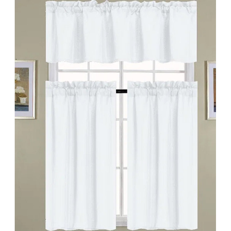 Yavonna Tailored Kitchen Curtain, White